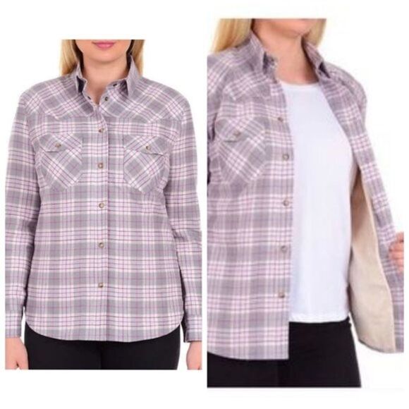 ✨ JACHS GIRLFRIEND Flannel Fleece Lined Shacket✨ - Picture 1 of 5